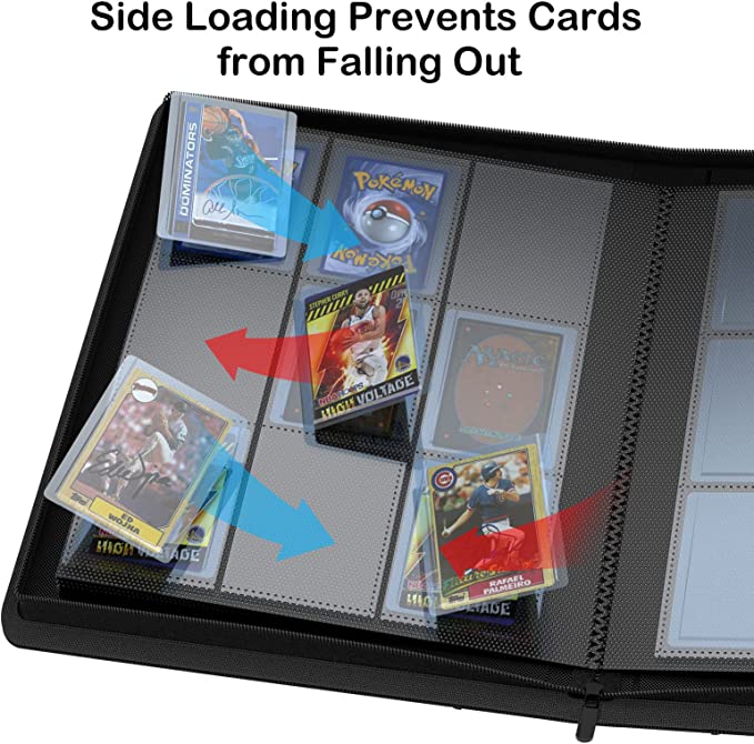 Rayvol Toploader Binder, Holds 252 Toploaders 9-Pocket Top Loader Card Storage Case, Ringless Double-Sided Pockets for Cards in 3 x 4'' Toploaders